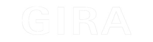 GIRA Logo auf dunklem Hintergrund: Das minimalistische Design zeigt den Markennamen 'GIRA' in weißer Schrift. GIRA steht für hochwertige Lösungen im Bereich Elektroinstallation und Gebäudetechnik und ist bekannt für innovative und designorientierte Produkte.