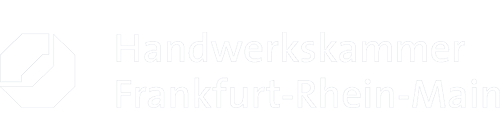 Logo der Handwerkskammer Frankfurt-Rhein-Main auf dunklem Hintergrund: Das schlichte, weiße Logo zeigt den Namen der Handwerkskammer und symbolisiert die Unterstützung und Förderung des Handwerks in der Region Frankfurt-Rhein-Main. Geeignet für Webseiten mit Bezug zur Handwerkskammer oder handwerklichen Dienstleistungen.